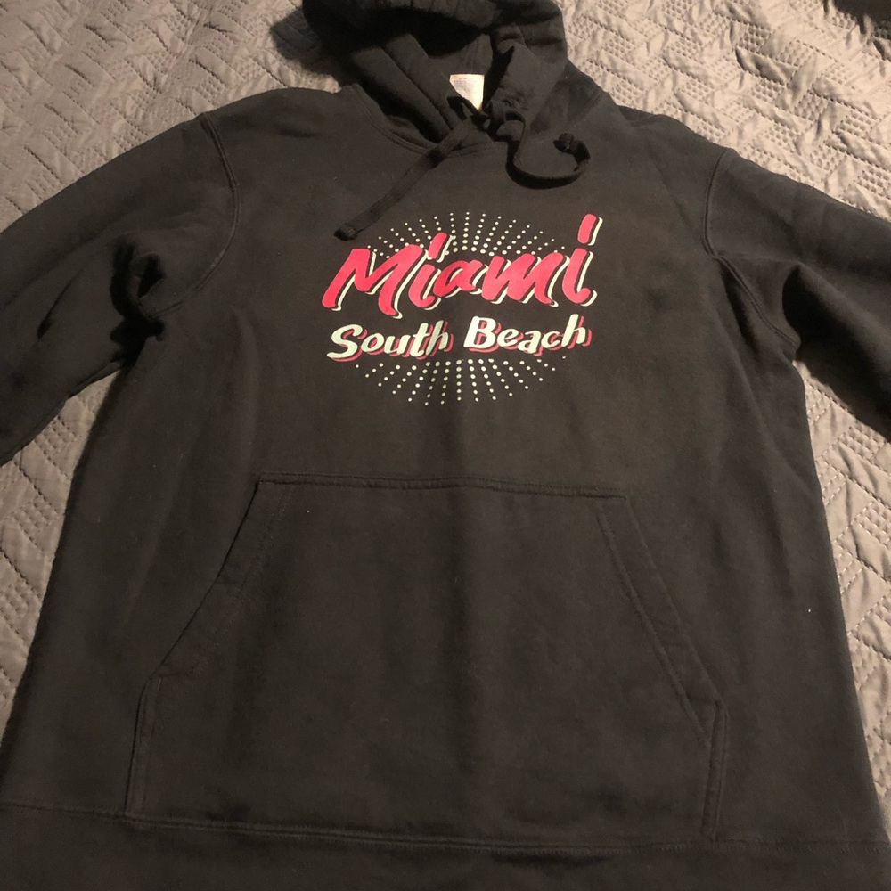 Port and Company Black Hoodie with Pink and White Print